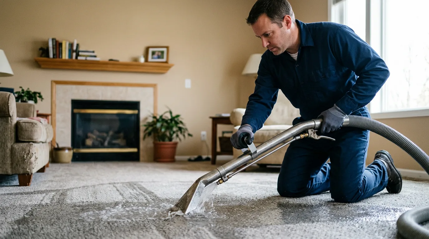 Water damage restoration technician working near Inland, NE